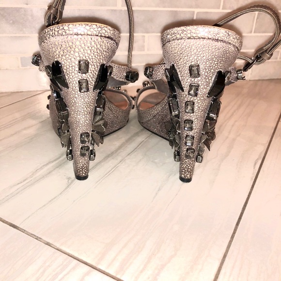 Tory Burch Rhinestone Gray Wedge Sandal - Picture 5 of 7